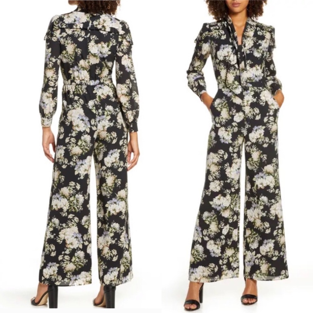 ALI & JAY Stay Magical Floral Print Long Sleeve Jumpsuit In Black Floral Size M